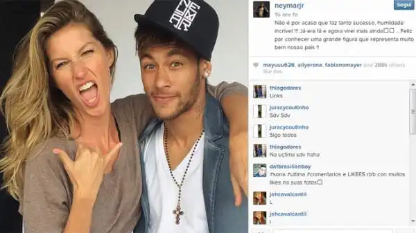 Sul set fotografico insieme alla supermodella Gisele, l'asso del Barcellona Neymar ne è rimasto folgorato: "Capisco il perché del suo successo...".