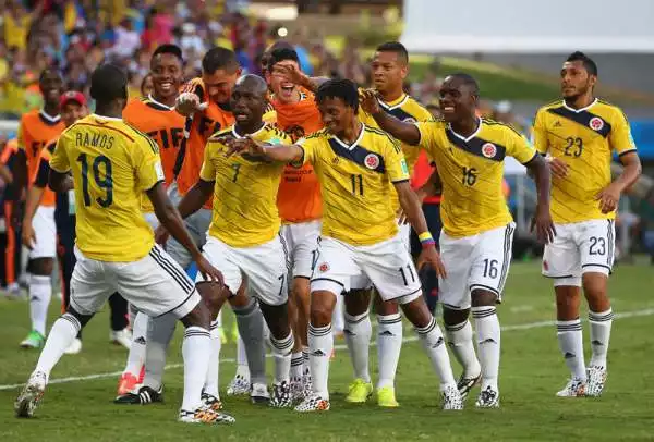 I giocatori della Colombia hanno festeggiato i gol con un ballo di gruppo, con Cuadrado grande protagonista.