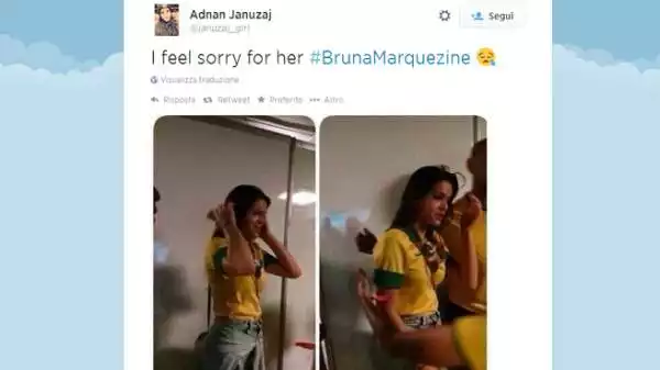Le lacrime e la disperazione di Bruna Marquezine, fidanzata di Neymar, sono quelle di tutto il Brasile.