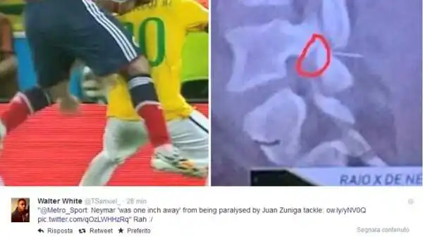 Brutto infortunio per l'attaccante brasiliano, che ha riportato una frattura alla terza vertebra della regione lombare.