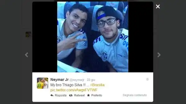Neymar e Thiago Silva, i due fuoriclasse su cui si basa il Brasile che punta al titolo.
