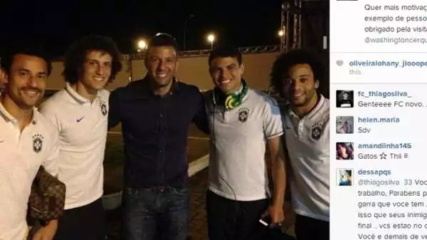 Fred, David Luiz, Thiago Silva e Marcelo si godono una serata libera.