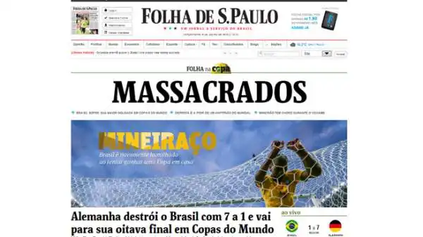 "Massacrati. Mineiraço. Brasile nuovamente umiliato mentre prova di vincere la Coppa del Mondo in casa".
