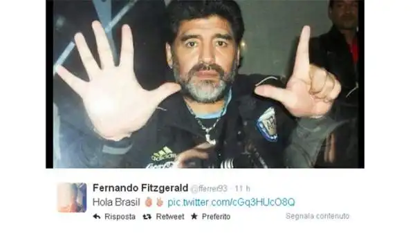 Maradona prende in giro su Twitter il Brasile, ricordando il numero di gol segnati dalla Germania.