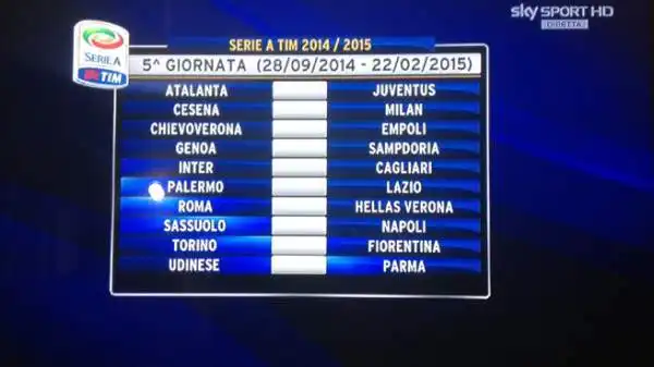 Nella quinta giornata indisiosa sfida a Bergamo per la Juventus. Il Napoli va a trovare Paolo Cannavaro nella trasferta del Mapei Stadium contro il Sassuolo.