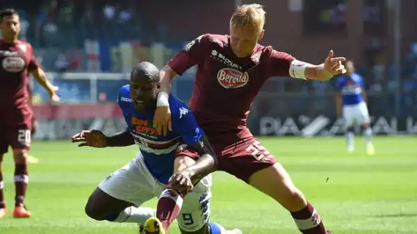 Sampdoria-Torino 2-0. Okaka 7,5. Una prestazione maiuscola, coronata da una rete che ha ricordato il primo Adriano interista.