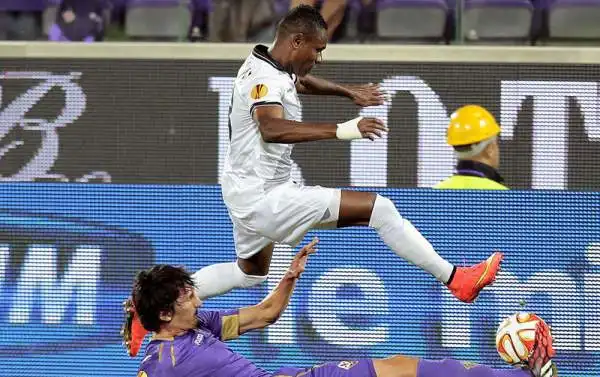 Fiorentina-Guingamp 3-0. Sankoh 5. Volto simbolo della spaesata difesa dei bretoni. E' lui a perdersi Kurtic in occasione dell'azione che sblocca il punteggio.