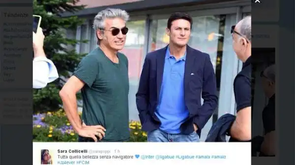 Ligabue, noto tifoso dell'Inter, si è recato in visita ad Appiano Gentile dove ha incontrato calciatori, dirigenti e allenatore.