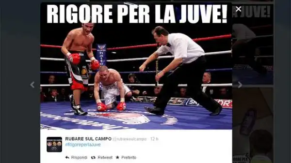 Spopolano su Twitter i fotomontaggi su rigori a favore della Juventus ed è nata anche un'apposita pagina Facebook.