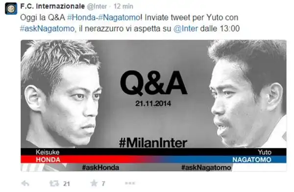 Tra nostalgia, ricordi e sfottò tra cugini, il derby della Madonnina nel 2014 si gioca su twitter, con continui botta e risposta tra le due sponde del Naviglio.