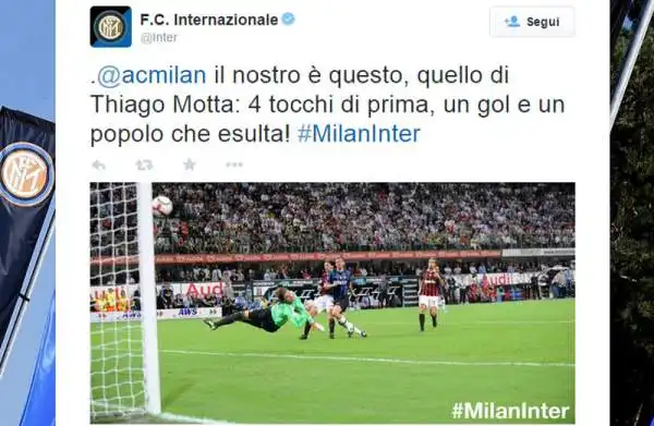 Tra nostalgia, ricordi e sfottò tra cugini, il derby della Madonnina nel 2014 si gioca su twitter, con continui botta e risposta tra le due sponde del Naviglio.