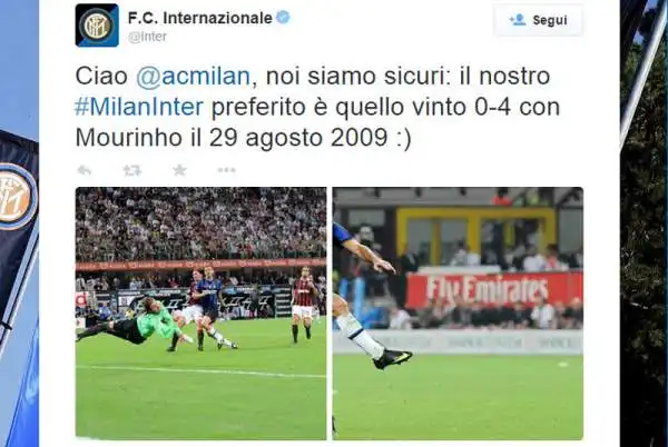 Tra nostalgia, ricordi e sfottò tra cugini, il derby della Madonnina nel 2014 si gioca su twitter, con continui botta e risposta tra le due sponde del Naviglio.