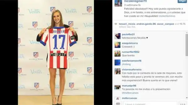 Nicole Regnier è felicissima di essere approdata all'Atletico Madrid, squadra per cui ha giocato anche il suo connazionale e idolo Radamel Falcao.