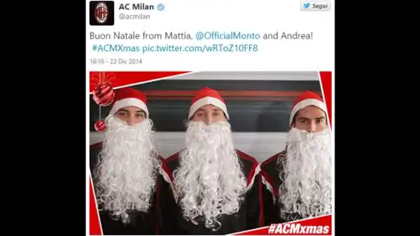 Il Milan e i suoi tre particolari Babbi Natale: De Sciglio, Montolivo e Poli.