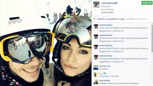Valentino Rossi e la sua splendida Linda Morselli sono inseparabili nella vita e anche su Instagram, dove appaiono spesso insieme. E sempre con un gran sorriso.