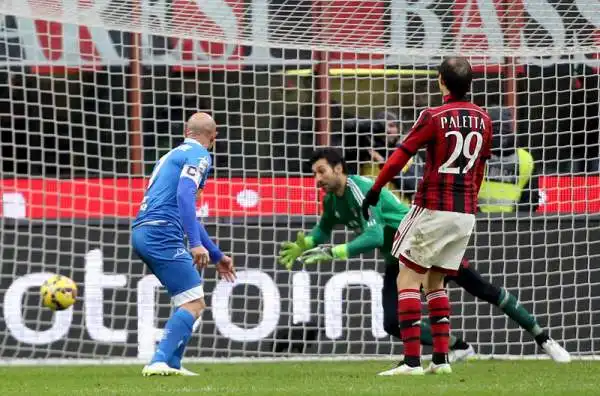 Milan, Maccarone indigesto: 1-1. Destro non basta, pareggio in casa con l'Empoli. Espulso nel finale Diego Lopez.