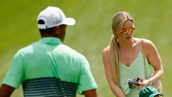 Lindsey Vonn ad Augusta per il ritorno in campo del fidanzato Tiger Woods.