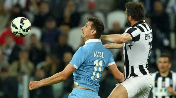 Juventus-Lazio 2-0. Klose 6,5. Il tedesco sfiora la rete in un paio di occasioni, si sacrifica e corre a più non posso. FIschiato ingenerosamente dallo Stadium.