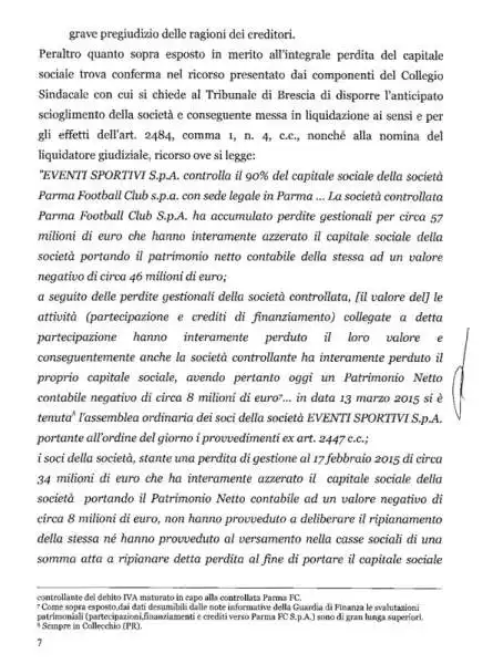 Anche "Eventi Sportivi S.p.A" è fallita. L'ex controllante del Parma FC, ancora in mano a Manenti, è arrivata al capolinea per decisione del giudice Rogato.