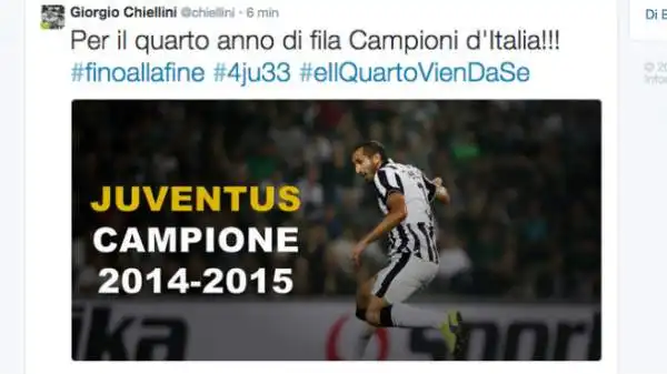 Grafica semplice per Giorgio Chiellini, una sobria esultanza senza esagerazioni: la semifinale di Champions è alle porte, niente distrazioni.