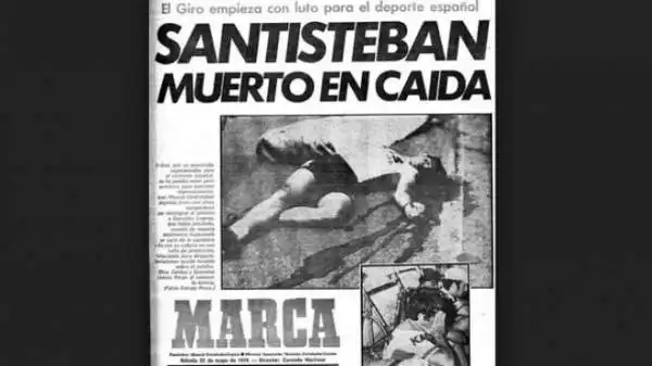 Tragedia alla prima tappa del Giro 1976: lo spagnolo Juan Manuel Santisteban perde il controllo in curva, cade e muore dopo aver sbattuto la testa sul guardrail.