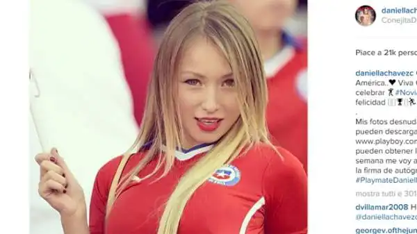 Una 'Roja' così non si vedeva da anni. Daniella Chavez prosegue i festeggiamenti per il trionfo del Cile in Copa America disseminando di fotografie il web.