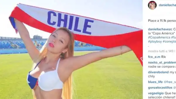 Una 'Roja' così non si vedeva da anni. Daniella Chavez prosegue i festeggiamenti per il trionfo del Cile in Copa America disseminando di fotografie il web.