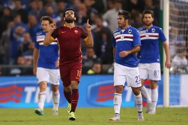 Sampdoria-Roma 2-1. Salah 7. La nota lieta in casa giallorossa: l'egiziano ha segnato ancora, purtroppo per Garcia inutilmente.