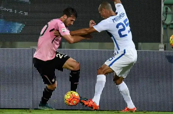 Palermo-Inter 1-1. Vazquez 7. L'italo-argentino è il migliore dei suoi e si rende pericoloso dalle parti di Handanovic.