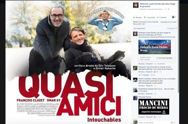 Dopo quanto successo nell'immediato post Napoli-Inter, con la lite tra Mancini e Sarri, sui social sono divertenti virali i fotomontaggi sulla vicenda.