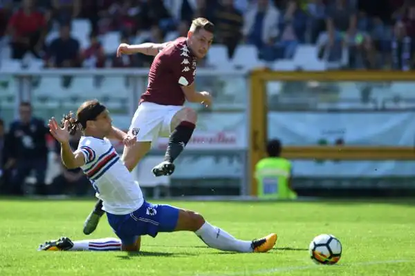 Partita spettacolare a Torino con le due squadre che si dividono la posta in palio. Succede tutto nel primo tempo con le reti di Zapata, Baselli, Belotti e Quagliarella.