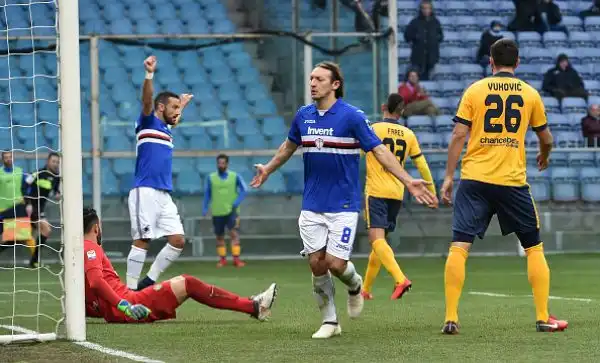 A Marasi i blucerchiati piegano gli Scaligeri nella ripresa con una rete di Barreto e un rigore di Quagliarella.