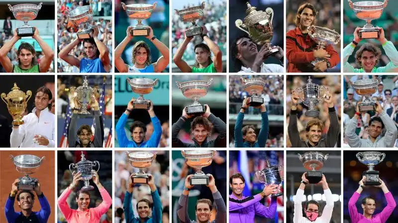 Rafael Nadal ha vinto 22 tornei del Grande Slam in carriera