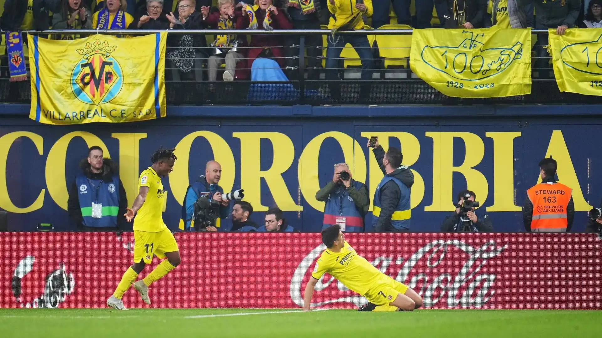 Gerard Moreno esulta: ha segnato lui il gol del 2-1