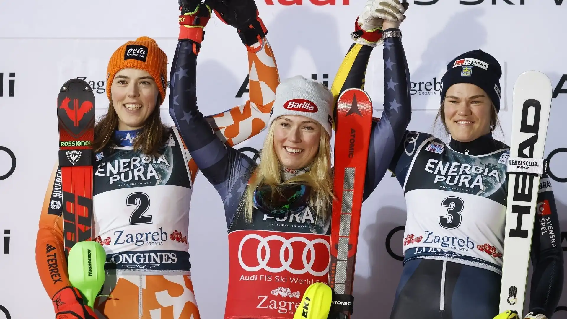 La fenomenale sciatrice ha dominato a Zagabria, precedendo Petra Vhlova e Anna Swenn-Larsson