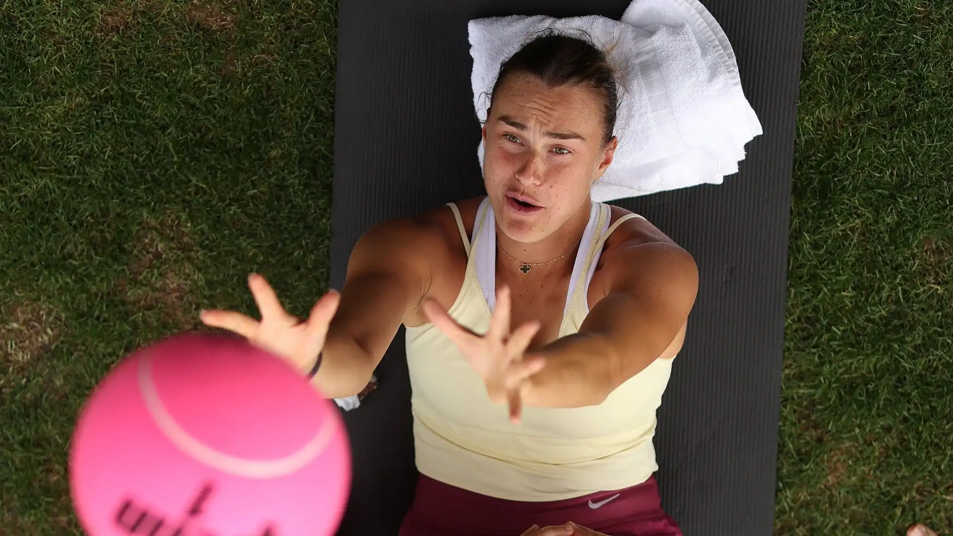 L'allenamento di Aryna Sabalenka