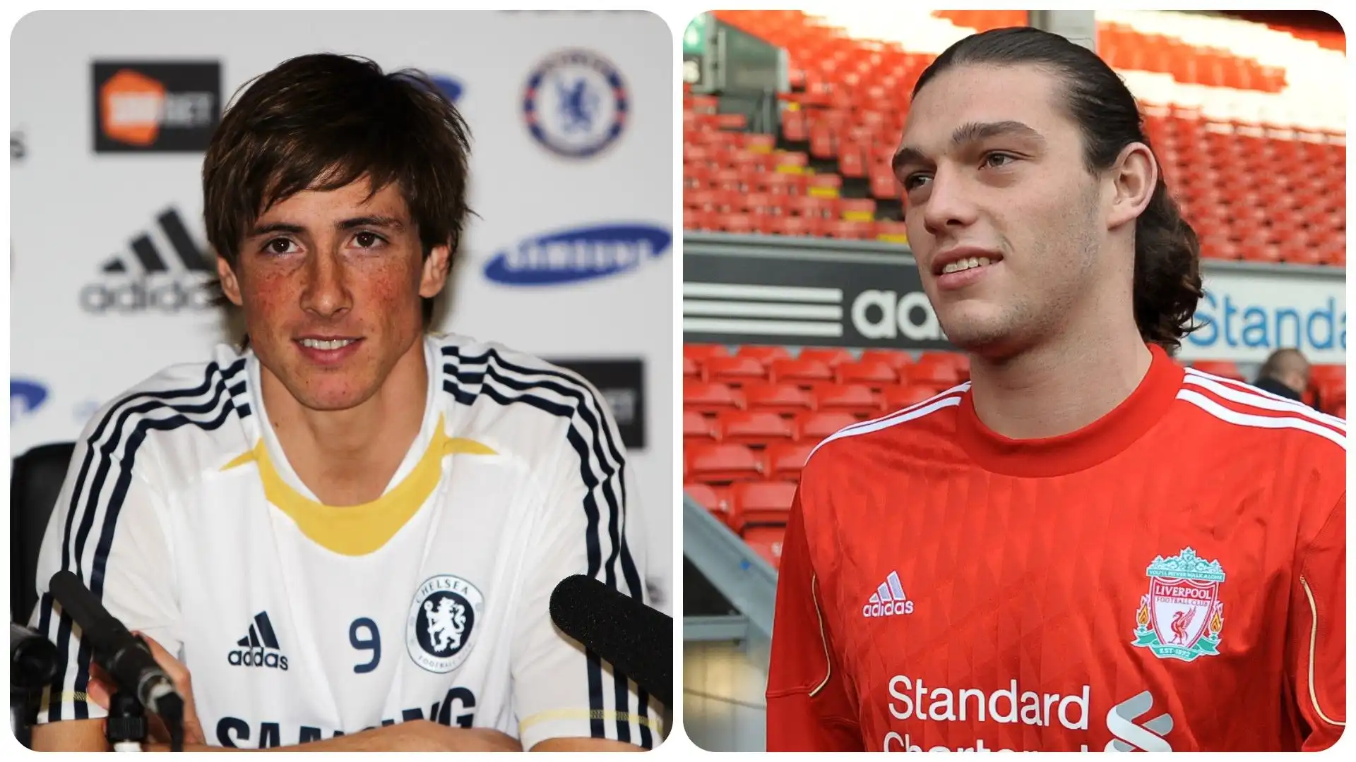 2- Fernando Torres (dal Liverpool al Chelsea per 50 milioni di sterline, 2011) e Andy Carroll (dal Newcastle al Liverpool per 35 milioni di sterline, 2011)