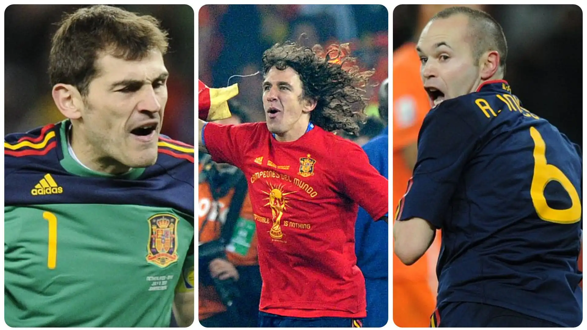 Spagna: cosa fanno oggi i campioni del Mondiale 2010?  Nell'elenco sono compresi gli 11 calciatori che hanno giocato da titolari la finale vinta ai supplementari contro l'Olanda