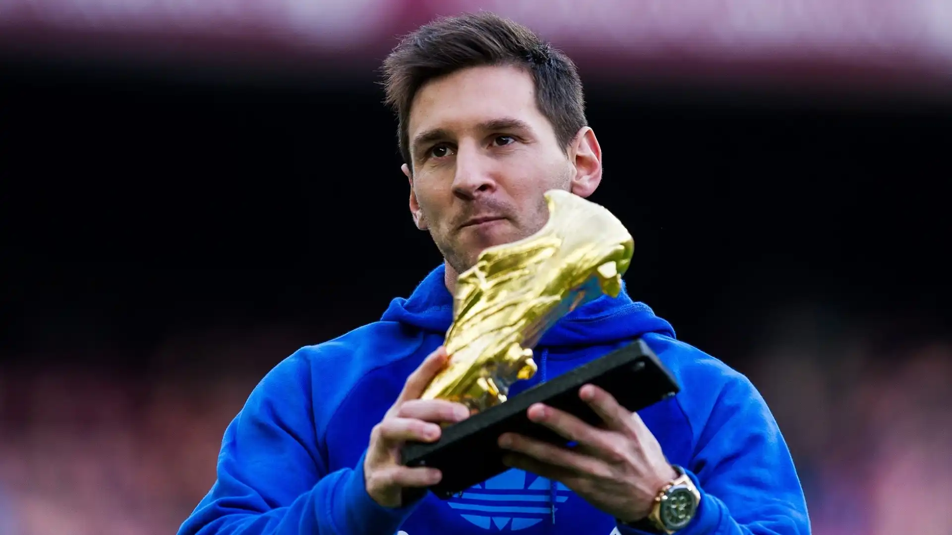 Messi con la Scarpa d'Oro nel 2013