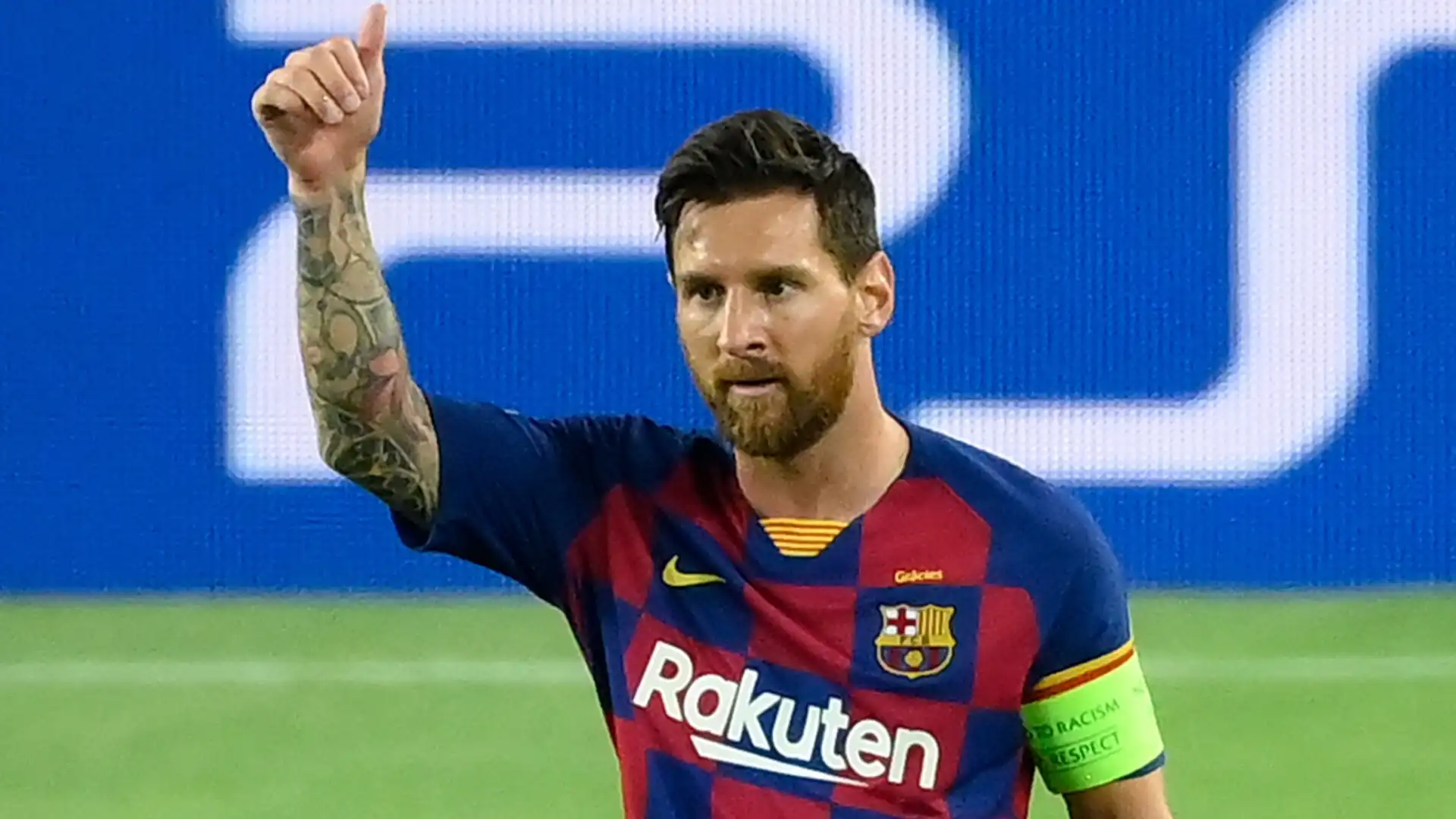 Messi con la maglia del Barcellona nel 2020