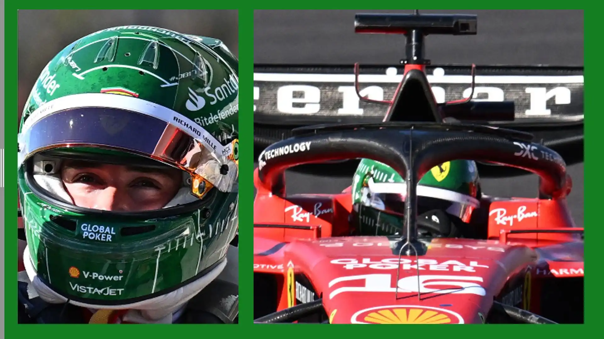 Charles Leclerc ha scelto di gareggiare ad Austin con un casco verde