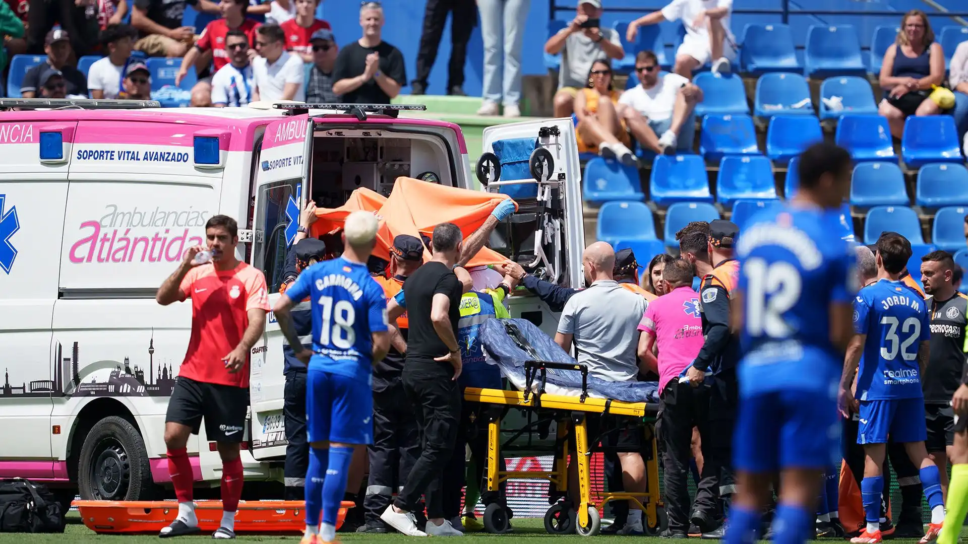 Soria è stato trasportato all'ospedale universitario di Getafe