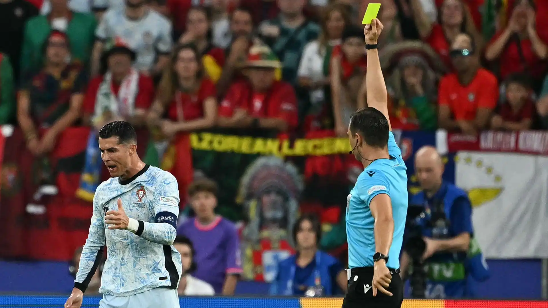 Ronaldo visibilmente frustrato durante la partita contro la Georgia