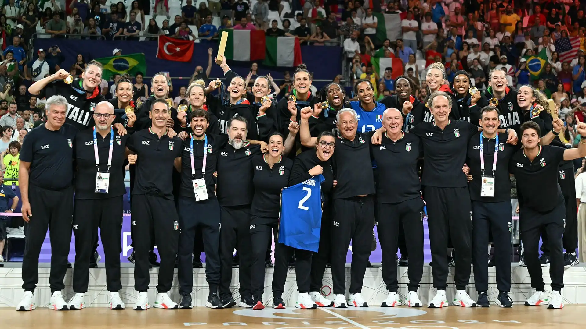 Alessia Orro - Anna Danesi - Miriam Fatime Sylla - Monica De Gennaro - Paola Ogechi Egonu - Caterina Chiara Bosetti - Sarah Luisa Fahr - Ekaterina Antropova - Marina Lubian - Carlotta Cambi - Ilaria Spirito - Gaia Giovannini - Loveth Oghosasere Omoruyi
Pallavolo - Torneo Femminile
Oro