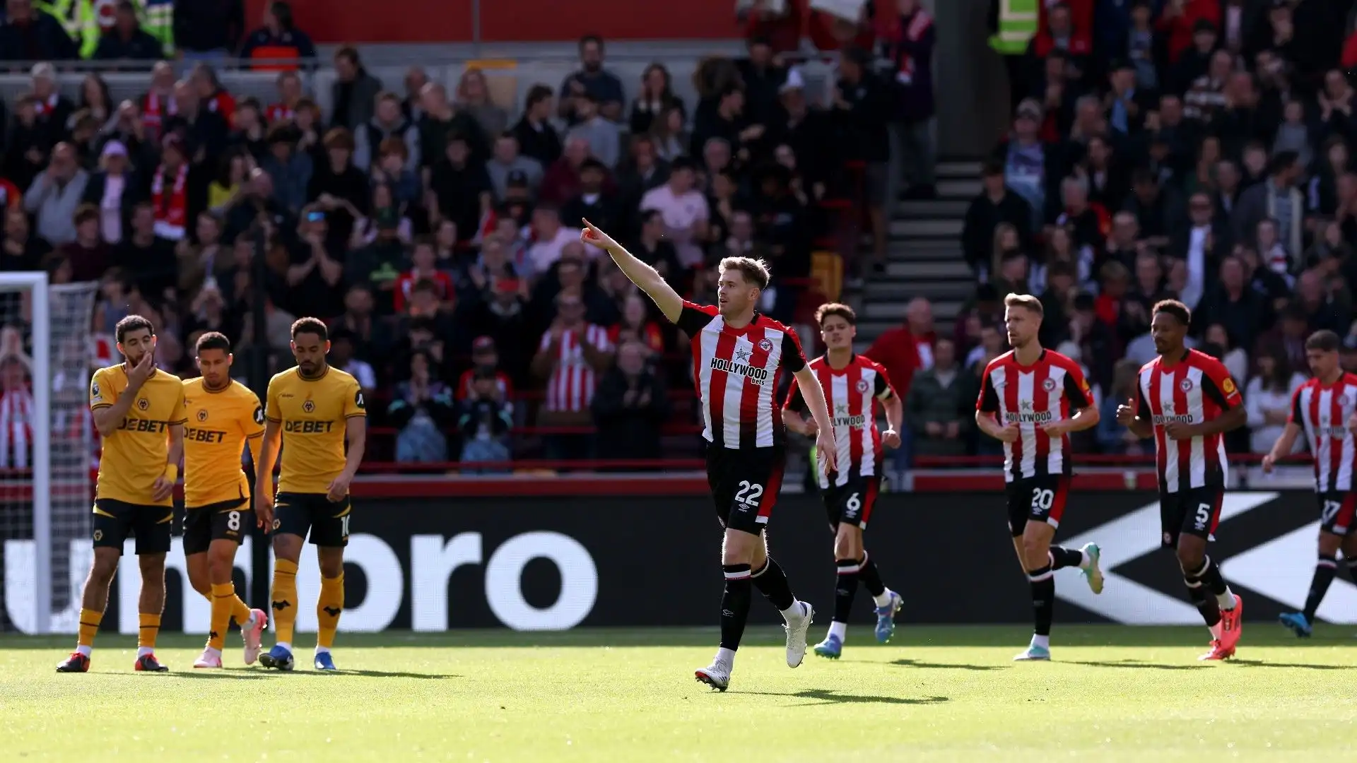 Collins ha portato avanti il Brentford al minuto 2 ma al 4' ha pareggiato Cunha