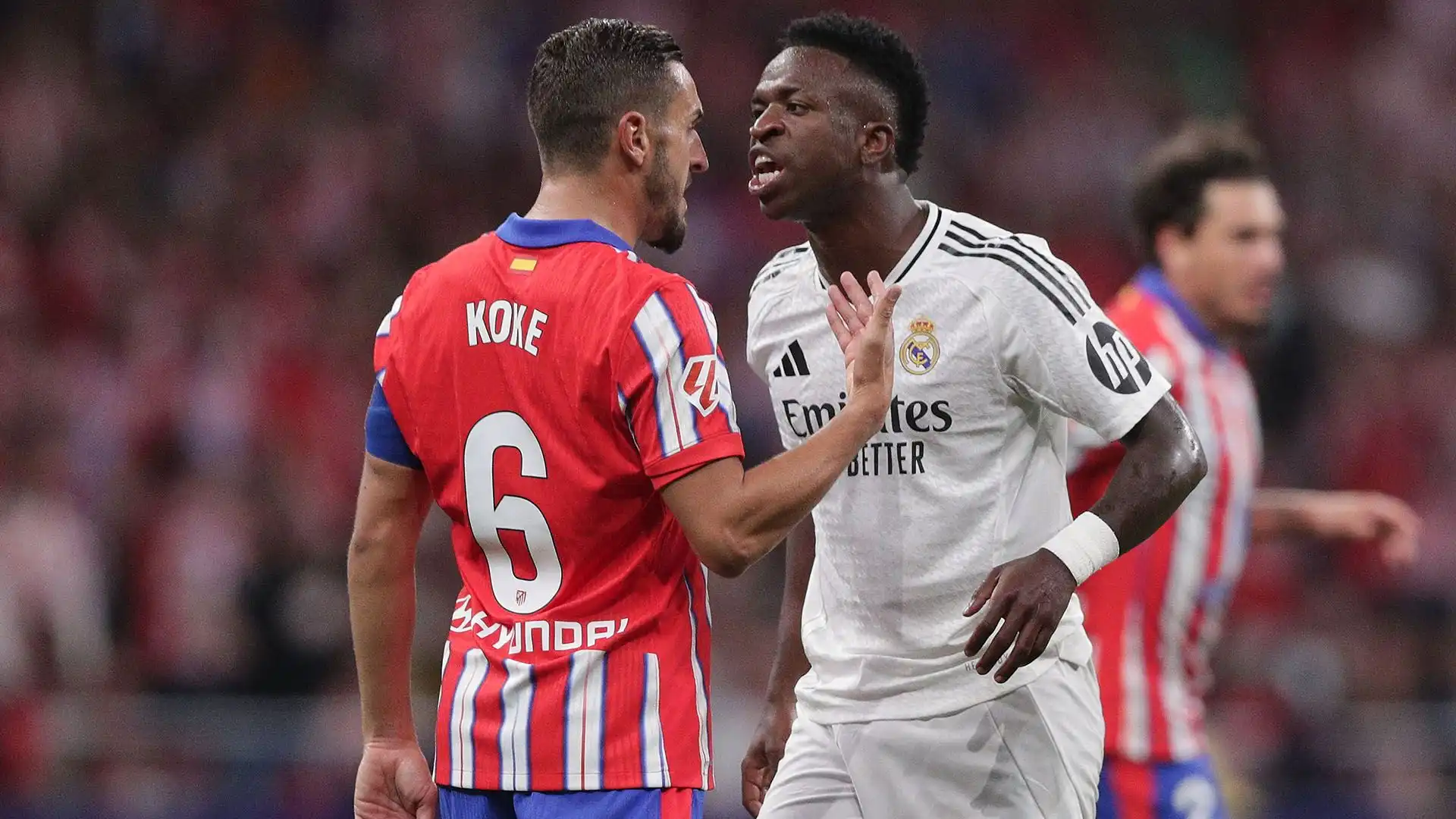 Il vivace litigio tra Vinicius Junior e Koke è stato uno dei momento clou del derby di Madrid tra Real e Atletico