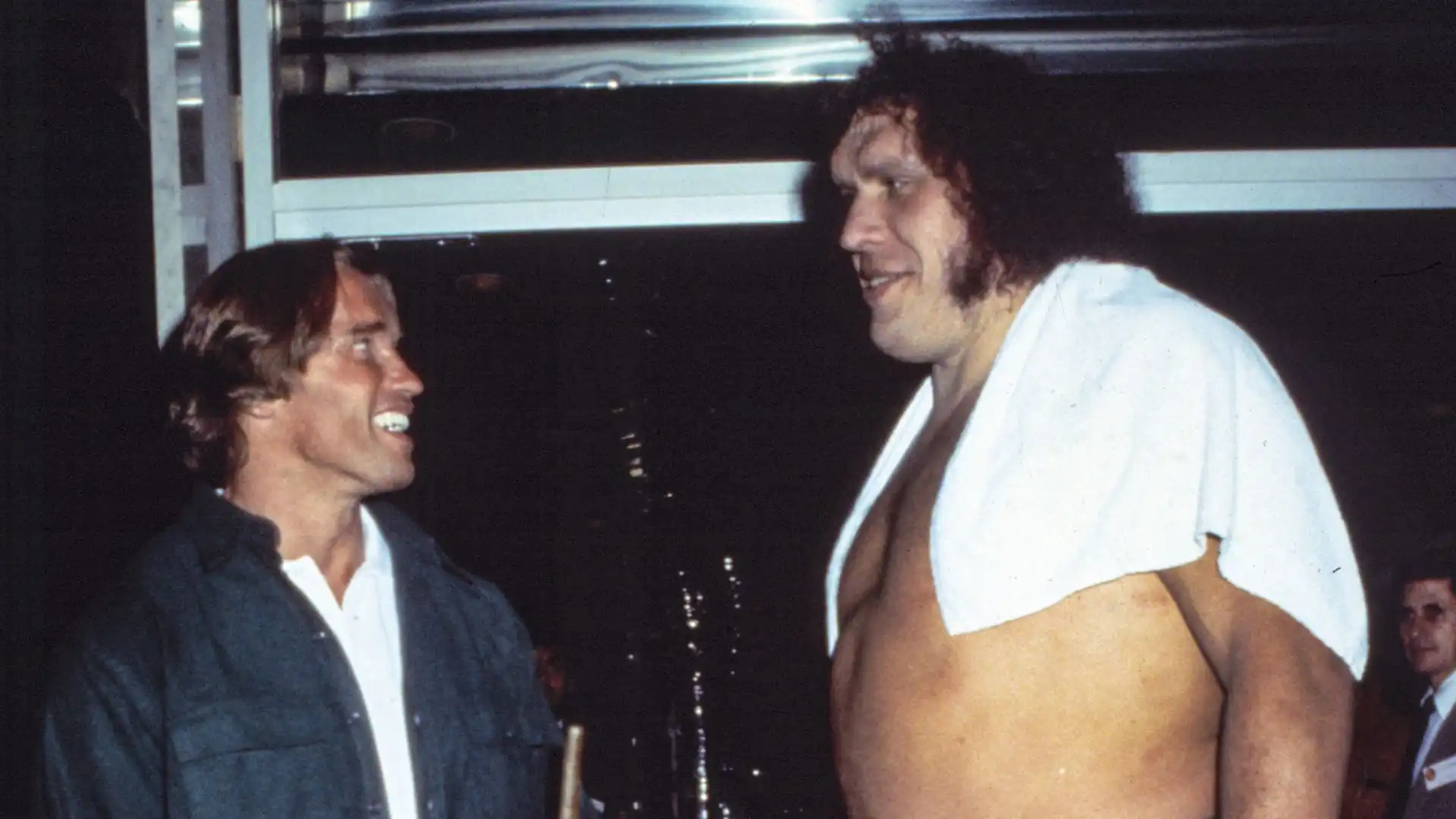 Il famoso wrestler André the Giant fece visita ad Arnold Schwarzenegger e all'ex stella della NBA Wilt Chamberlain