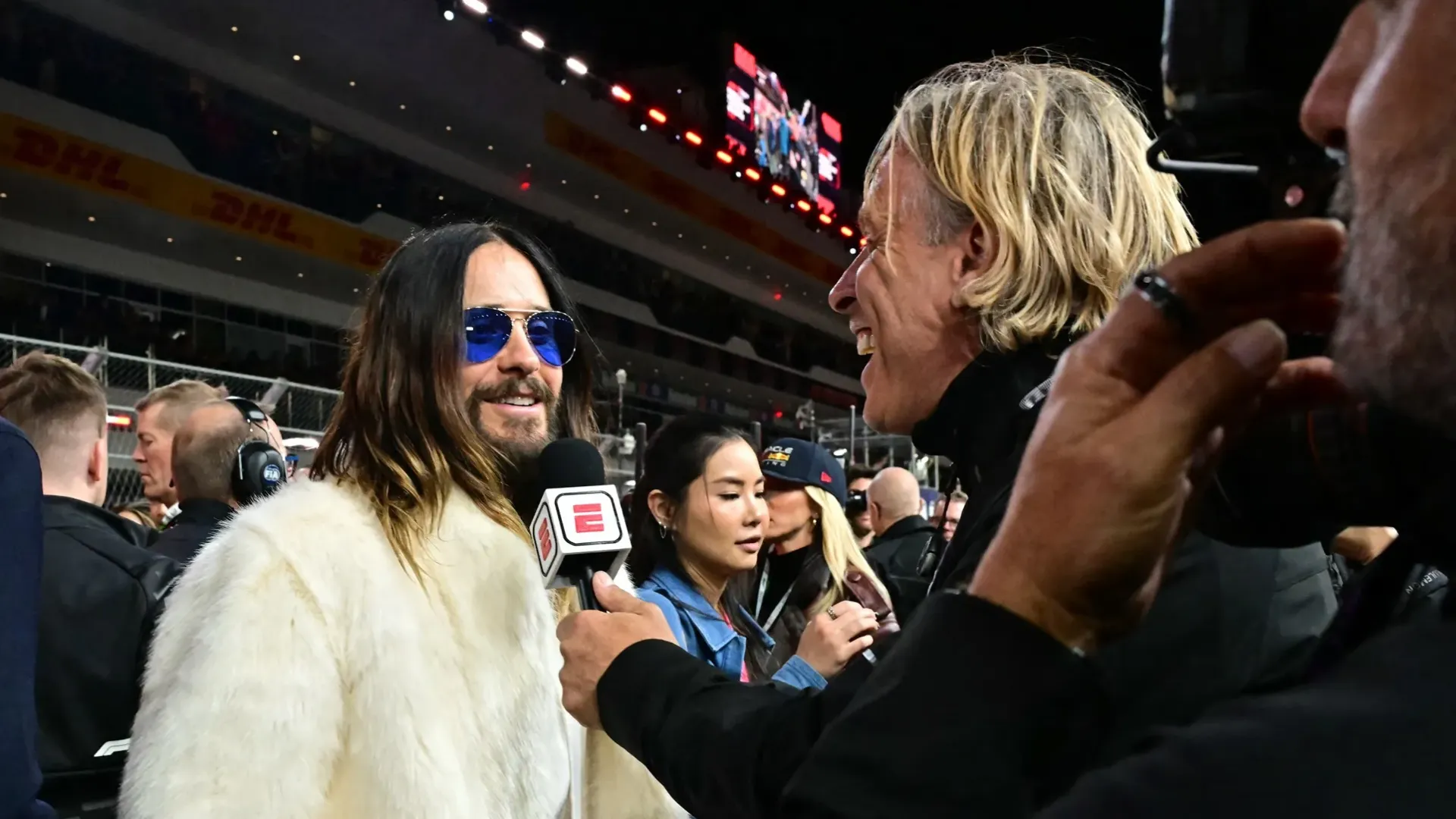 Avvistato l'attore Jared Leto in pista poco prima del via della gara