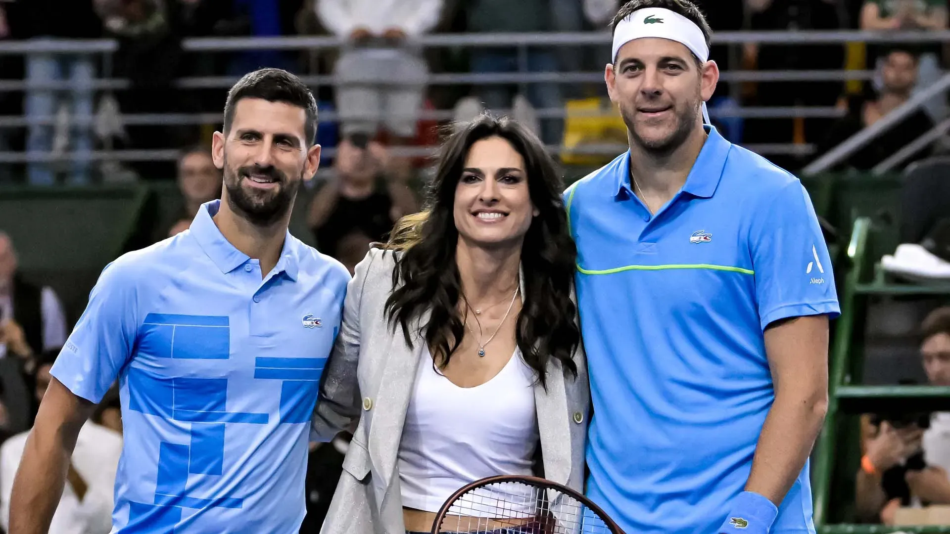 Eccola in compagnia di Del Potro e di uno che di Slam se ne intende: Novak Djokovic