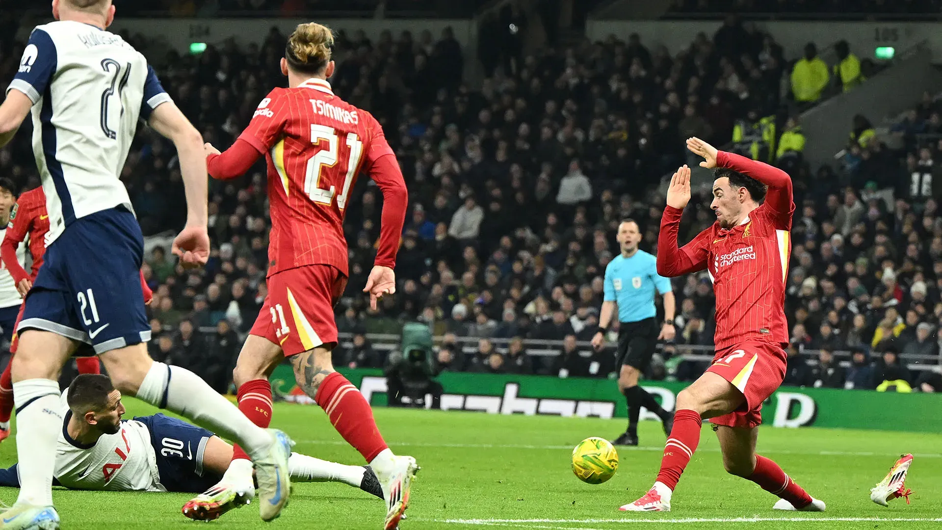 Momenti di grande paura durante la partita di coppa del Tottenham contro il Liverpool